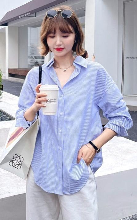 Camisa Longa de Popeline com Lapela