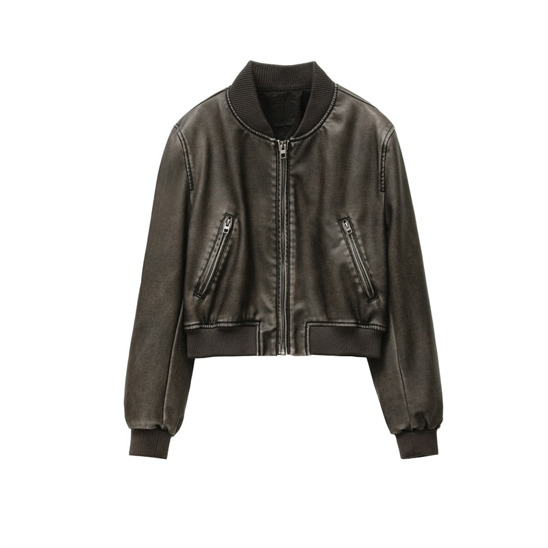 Jaqueta de Couro Bomber