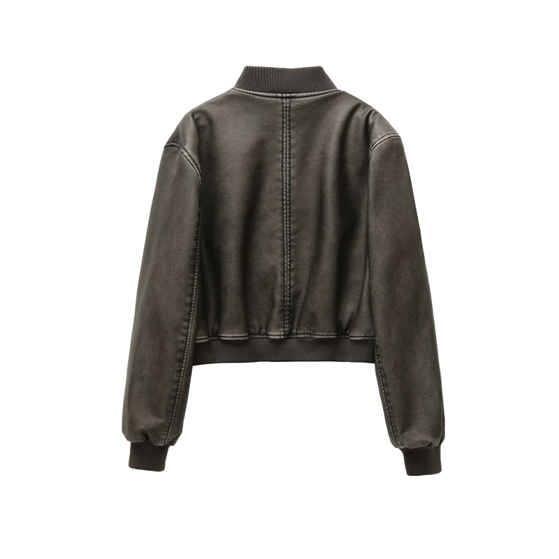Jaqueta de Couro Bomber