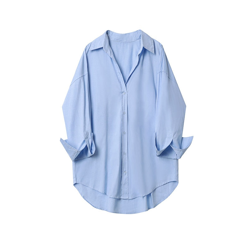 Camisa Longa de Popeline com Lapela