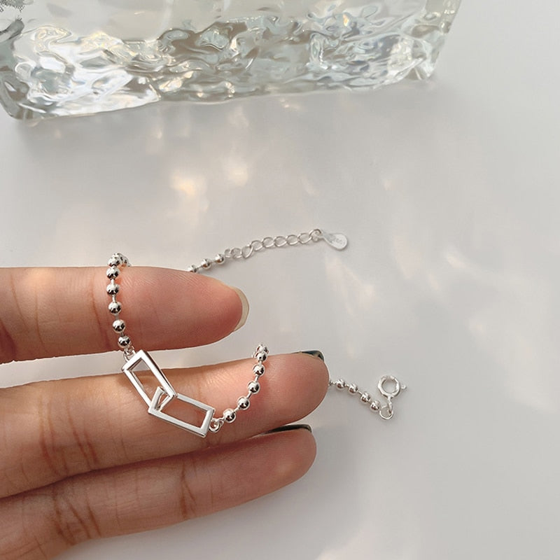 Pulseira de Contas Redondas de Prata Esterlina - Lindas & Cia Shop
