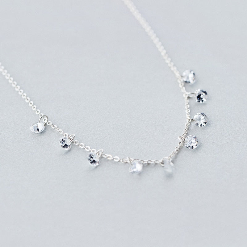 Corrente de Elo com Cristais e Prata - Lindas & Cia Shop