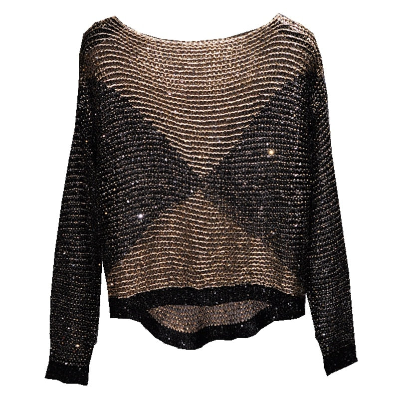 Blusa de Lantejoulas Bicolor de Seda
