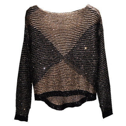 Blusa de Lantejoulas Bicolor de Seda