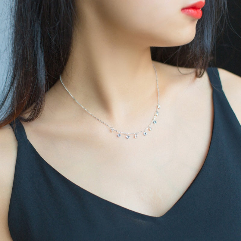 Corrente de Elo com Cristais e Prata - Lindas & Cia Shop