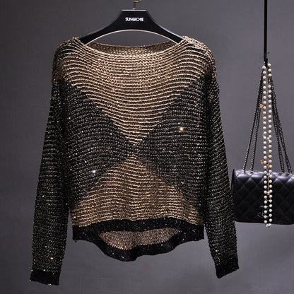 Blusa de Lantejoulas Bicolor de Seda