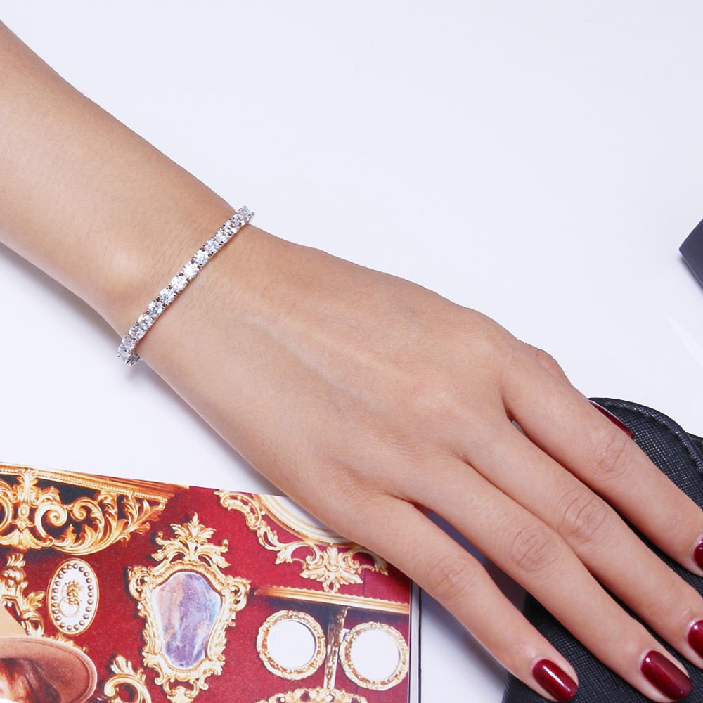 Pulseiras de Tênis em Prata Esterlina