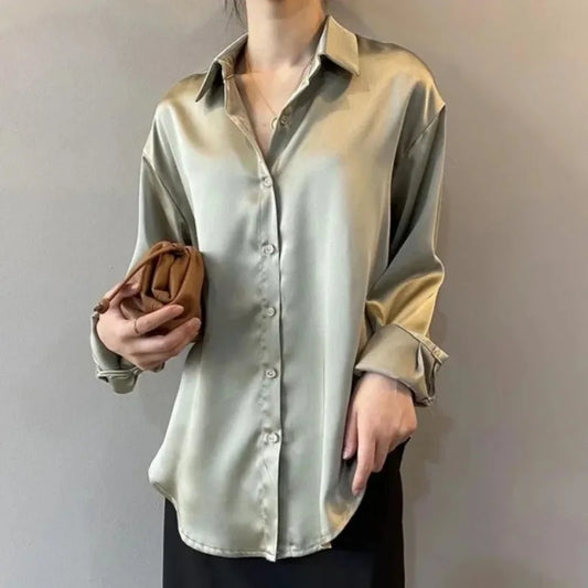 Camisa de Cetim Manga Comprida
