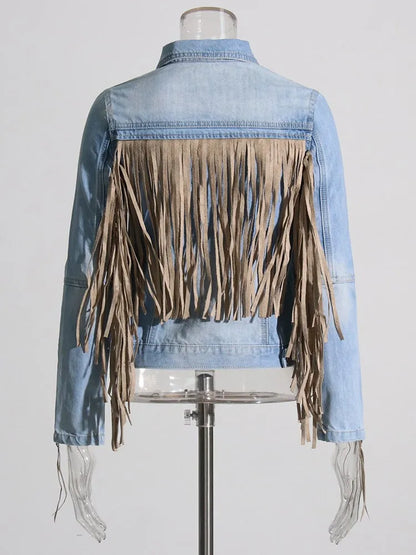 Jaqueta Jeans com Franjas