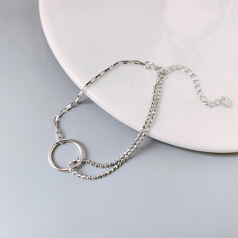 Pulseira de Contas Redondas de Prata Esterlina - Lindas & Cia Shop
