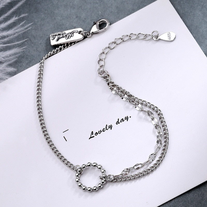 Pulseira de Contas Redondas de Prata Esterlina - Lindas & Cia Shop