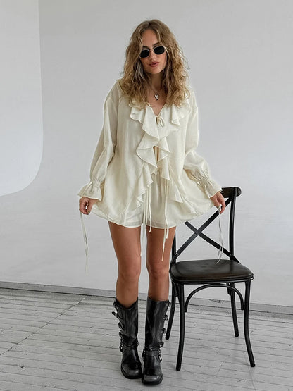 Conjunto de Blusa com Babados e Short