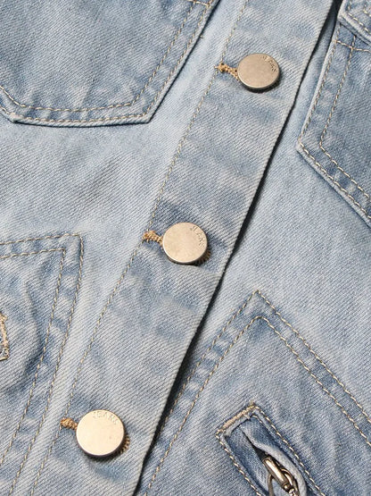 Jaqueta Jeans com Franjas