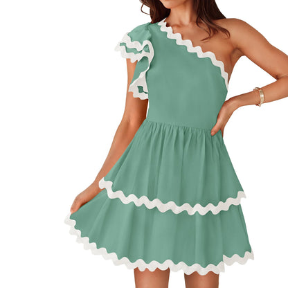 Vestido Mini de um Ombro com Cianinha