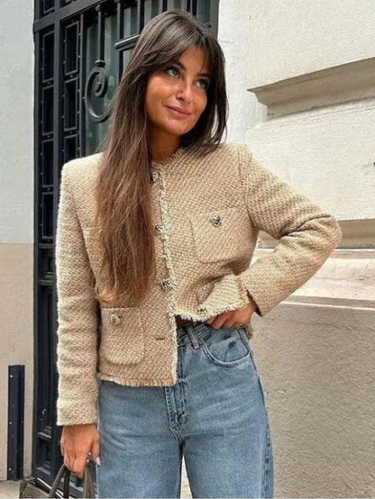 Casaco Curto em Tweed