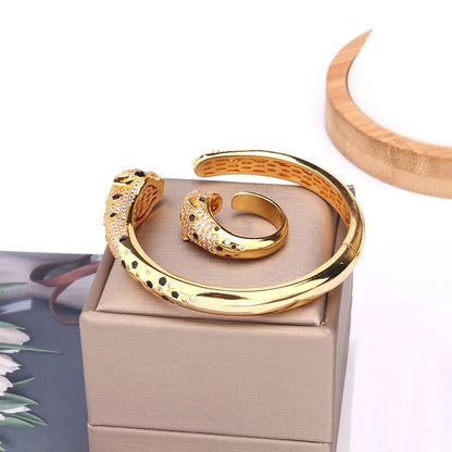 Conjunto de Pulseira e Anel Leopardo