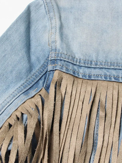 Jaqueta Jeans com Franjas