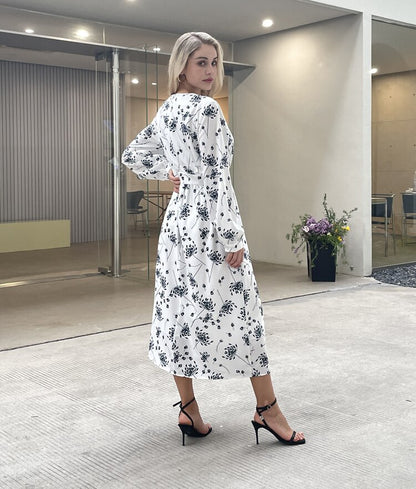 Vestido Maxi de Manga Comprida Floral - Lindas & Cia Shop