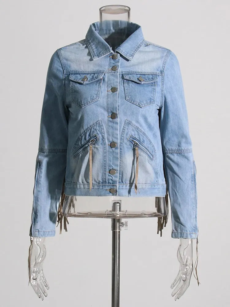 Jaqueta Jeans com Franjas