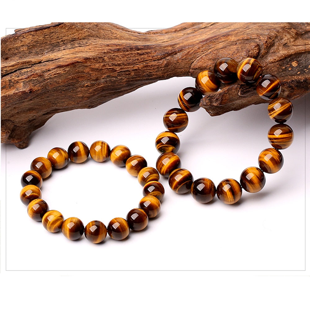 Pulseira Unisex de Pedra Natural Olho de Tigre - Lindas & Cia Shop