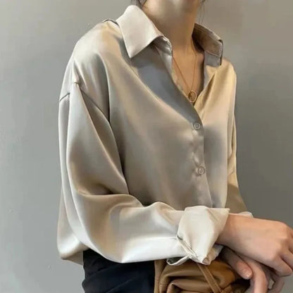 Camisa de Cetim Manga Comprida