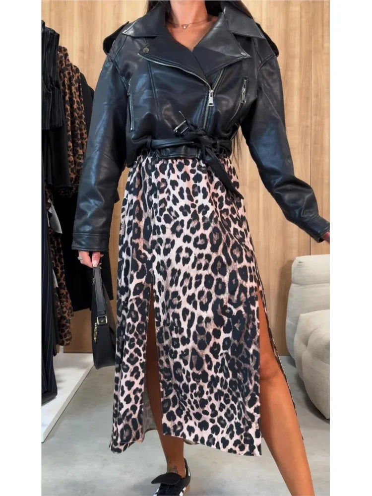 Saia Maxi Leopard Print