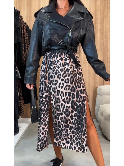 Saia Maxi Leopard Print