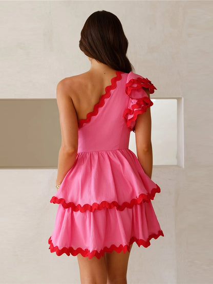 Vestido Mini de um Ombro com Cianinha