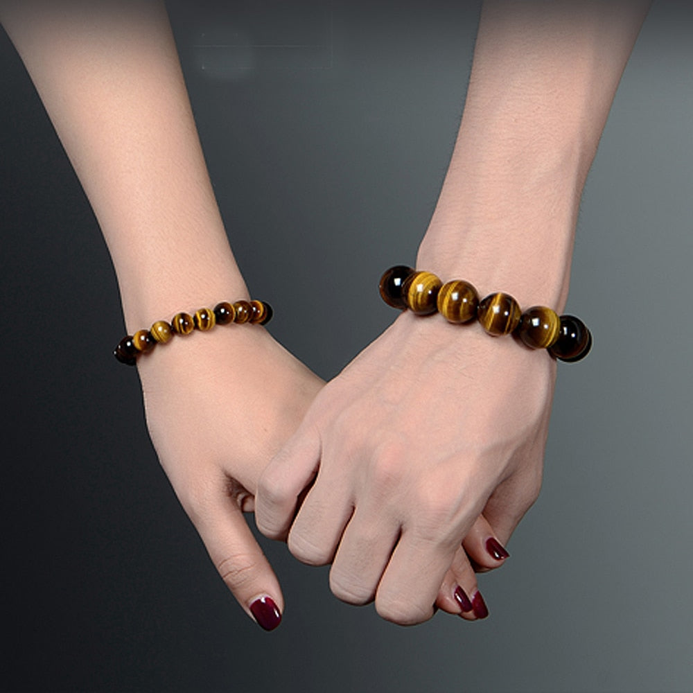 Pulseira Unisex de Pedra Natural Olho de Tigre - Lindas & Cia Shop