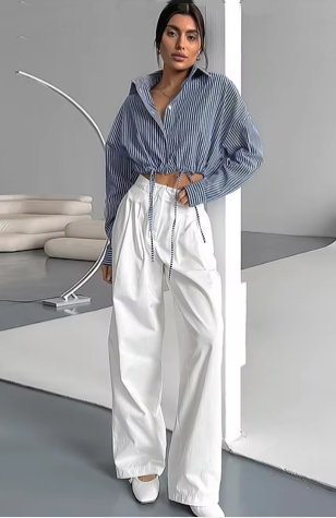 Camisa Croped Listrada