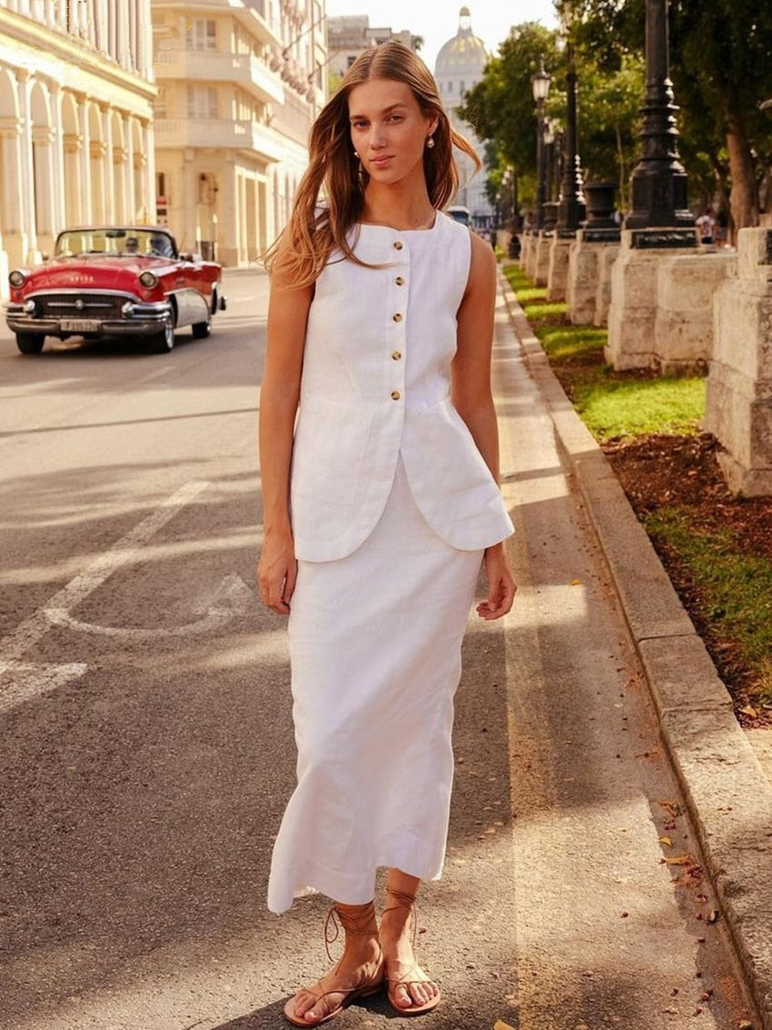 Conjunto com Top e Saia Longa