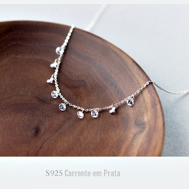 Corrente de Elo com Cristais e Prata - Lindas & Cia Shop