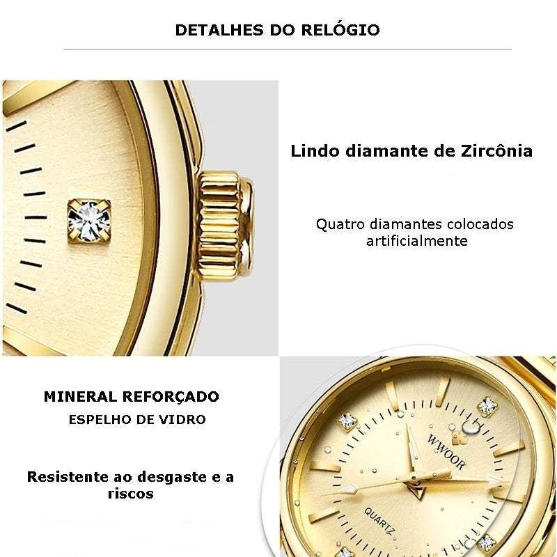 Relógio Feminino Luxo com Diamante - Lindas & Cia Shop