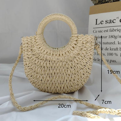 Bolsa de Palha Redonda Feita à Mão. - Lindas & Cia Shop