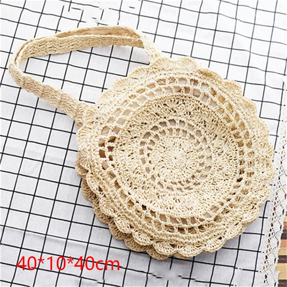 Bolsa de Palha Redonda Feita à Mão. - Lindas & Cia Shop