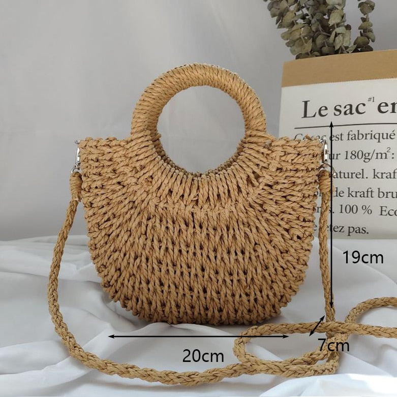 Bolsa de Palha Redonda Feita à Mão. - Lindas & Cia Shop