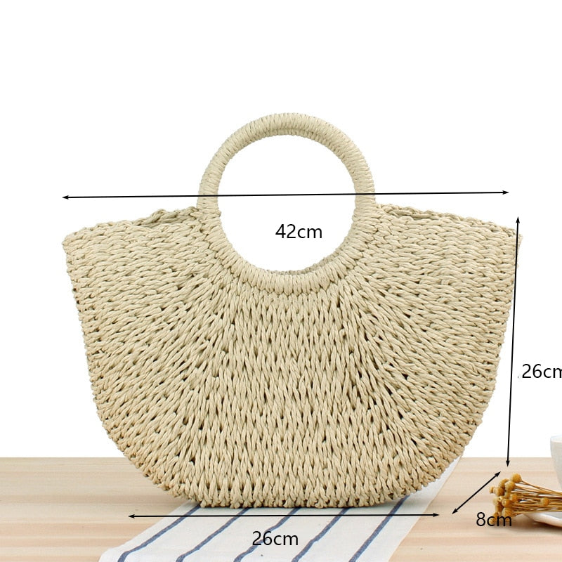Bolsa de Palha Redonda Feita à Mão. - Lindas & Cia Shop