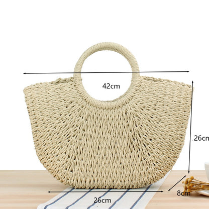 Bolsa de Palha Redonda Feita à Mão. - Lindas & Cia Shop