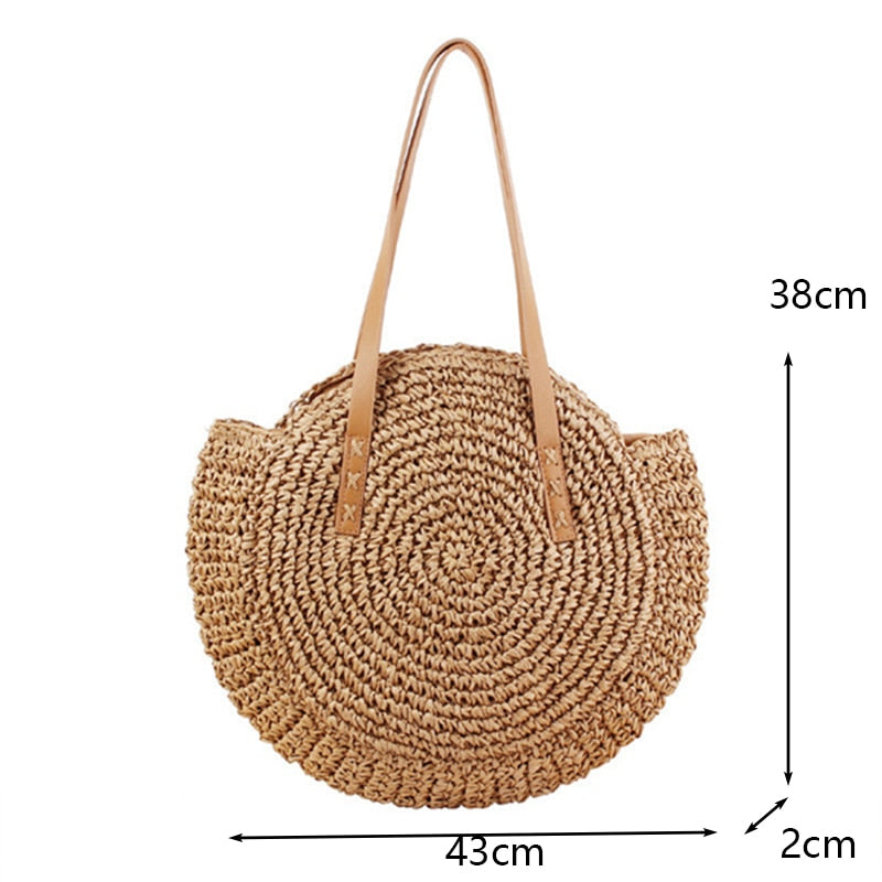 Bolsa de Palha Redonda Feita à Mão. - Lindas & Cia Shop