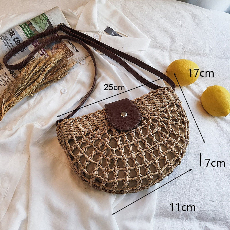 Bolsa de Palha Redonda Feita à Mão. - Lindas & Cia Shop