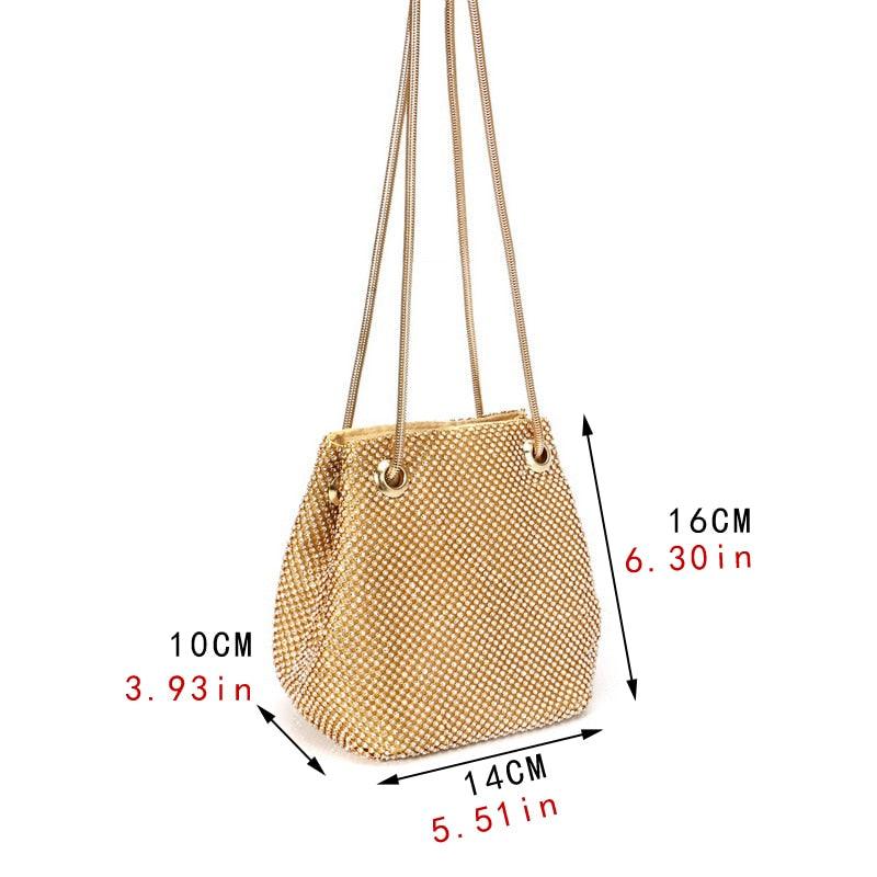 Bolsa Clutch de Luxo com Diamantes e Corrente. - Lindas & Cia Shop