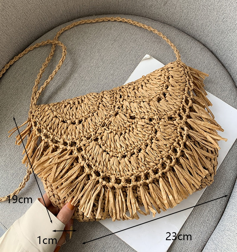 Bolsa de Palha Redonda Feita à Mão. - Lindas & Cia Shop