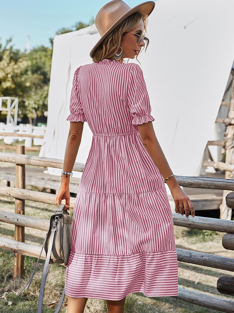 Vestido Feminino Casual Listrado - Lindas & Cia Shop