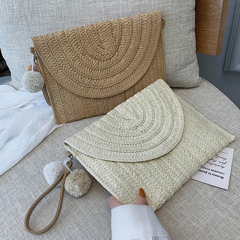 Bolsa de Palha Redonda Feita à Mão. - Lindas & Cia Shop