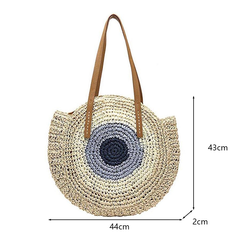 Bolsa de Palha Redonda Feita à Mão. - Lindas & Cia Shop