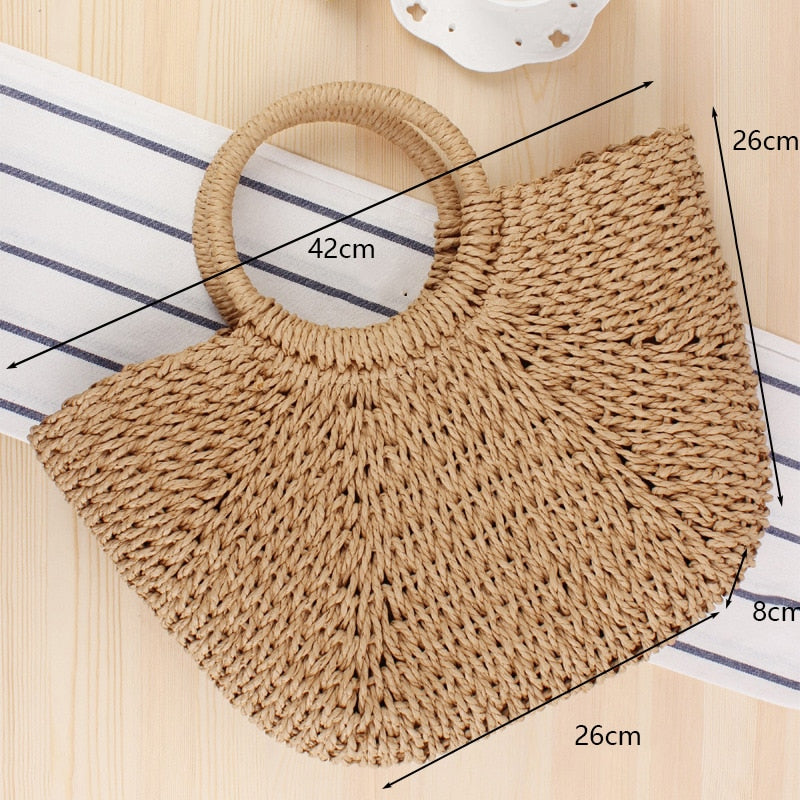 Bolsa de Palha Redonda Feita à Mão. - Lindas & Cia Shop