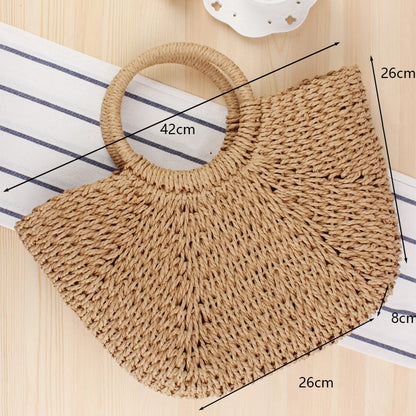 Bolsa de Palha Redonda Feita à Mão. - Lindas & Cia Shop
