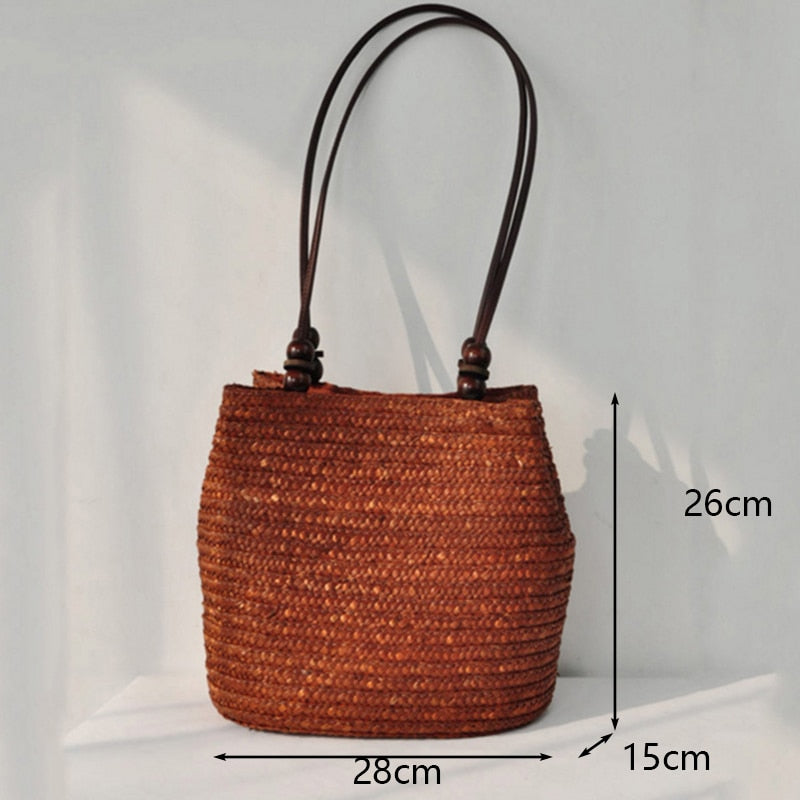 Bolsa de Palha Redonda Feita à Mão. - Lindas & Cia Shop