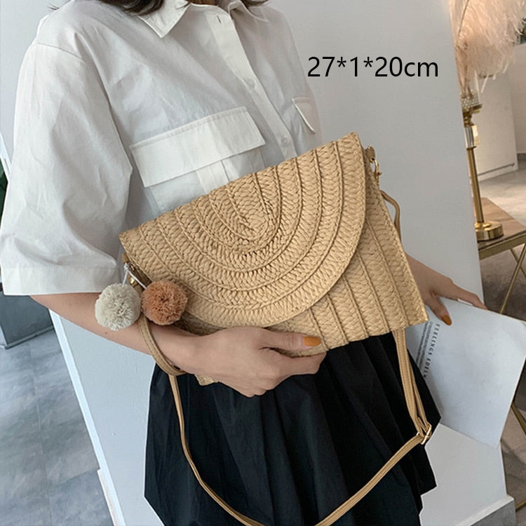 Bolsa de Palha Redonda Feita à Mão. - Lindas & Cia Shop