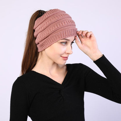 Gorro de Inverno Lã, com Abertura para  Rabo de Cavalo. - Lindas & Cia Shop